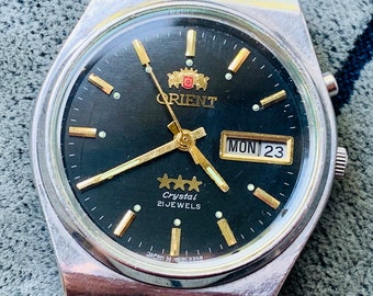 Collectible watch ORIENT 21 jewels Three Stars with double calendar made in Japan/Unisex Wrist Watch Orient automatic/manual winding 46943