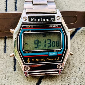 Vintage Montana Quartz Digital Watch: 16 Melody Chrono, Alarm