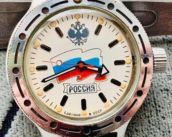Verzamelhorloge VOSTOK amfibie tweekoppige adelaar 2409 limited edition Chistopol gemaakt in de USSR/herenpolshorloge WOSTOK amfibia