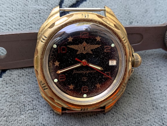 Verzamelhorloge VOSTOK komandirskie AirCraft Pilot handmatig opgewonden Chistopol polshorloge WOSTOK Aviation stijl met sterren Russische horloges Etsy Nederland