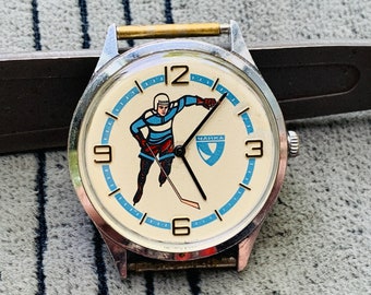 Men's Wrist Watch Chayka Ice Hockey manual winding Uglich made in USSR/Collectible watch Chaika sport made in Soviet Union/Unisex watches SU
