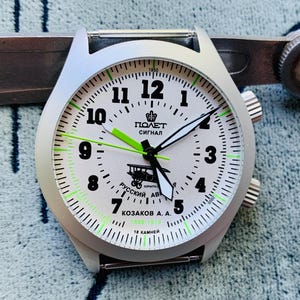 Poljot Signal Aviator Armbanduhr, Kozakov, Russisch, Wecker