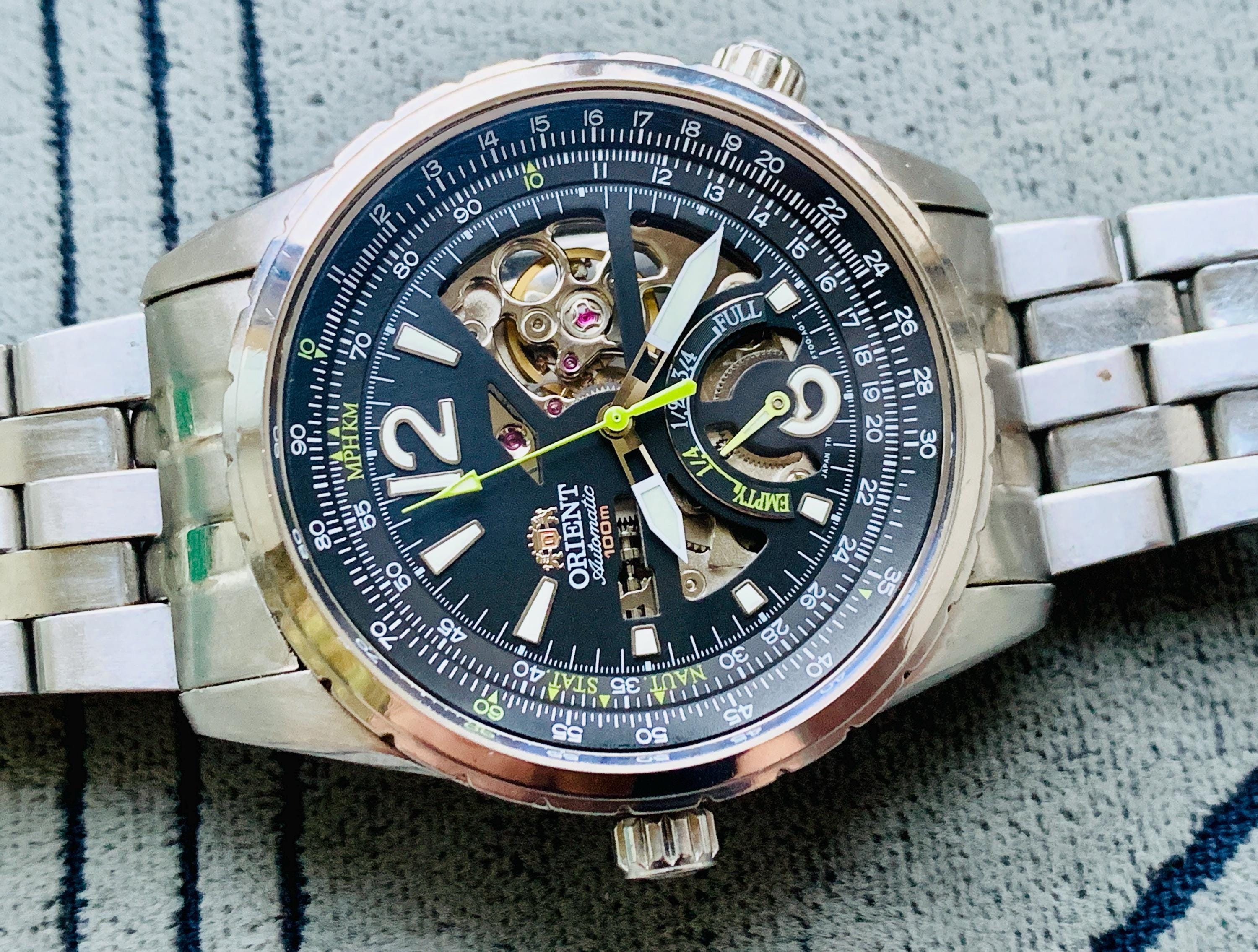 Orient Racer Automatic Watch 46R40, Skeleton Back, Made in Japan