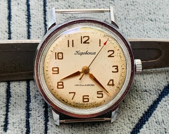 Men's Wrist Watch KIROVSKIE 17 jewels made in USSR/Collectible Watch Кировские 1 MChZ named Kirova/Wristwatch Poljot manual winding/montre