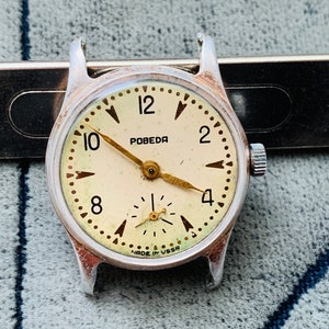 Vintage Pobeda USSR Watch: 15 Jewels, Manual Wind, Aluminum Case