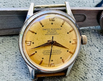 Swiss Accurex De Luxe Watch: 17 Jewels Antimagnetic Manual Wind