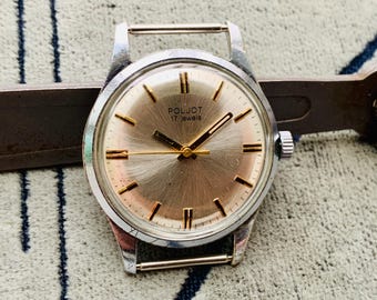 Vintage POLJOT 17 Jewels Mechanical Watch: USSR Made, Classic Design