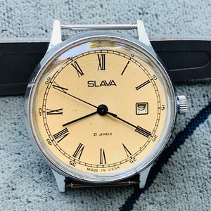 Slava USSR Wrist Watch: 21 Jewels, Roman Numerals, Collectible