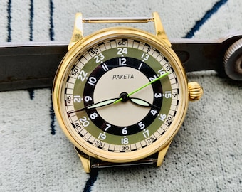 Collectible Watch Ракета Roulette Style dial manual winding made in Su/Men's Wrist Watch RAKETA skeleton back lid 2609ha PChZ made in USSR