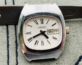 Armbanduhr RAKETA Baker klassisches Design PChZ made in Sowjetunion/Sammleruhr Ракека TV römische Ziffern Zustandszeichen der Qualität Su
