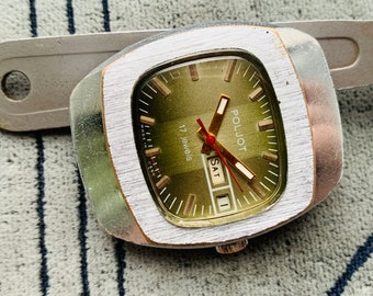 Vintage Poljot Wrist Watch: 17 Jewels, Double Calendar, Made in USSR