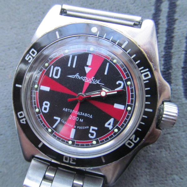 bijoux de main montre VOSTOK amphibiens RR rhum/WOSTOK amphibiens mécanique poignet plongeurs imperméable à l’eau montre/31 200 m 2415.01/mens watch