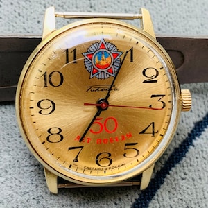 Collectible watch RAKETA 50th Anniversary of Victory in the Great Patriotic War PChZ/Wrist watch ROCKET Order of Victory jubilee 2609ha SU
