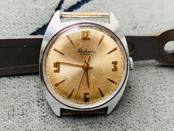 Montre Mécanique Ancienne Raketa URSS 1960s - Homme, Boîtier Argenté 33mm, Remontage Manuel