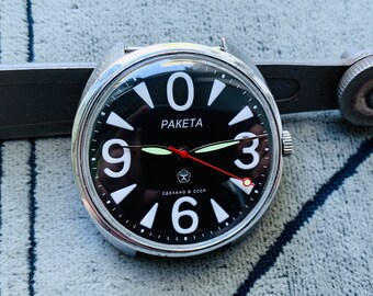 Collectible watch RAKETA Big Zero 2609ha Mark of Quality PChZ made in USSR/Men's Wrist Watch ROCKET Petrodvorets made in Soviet Union/montre