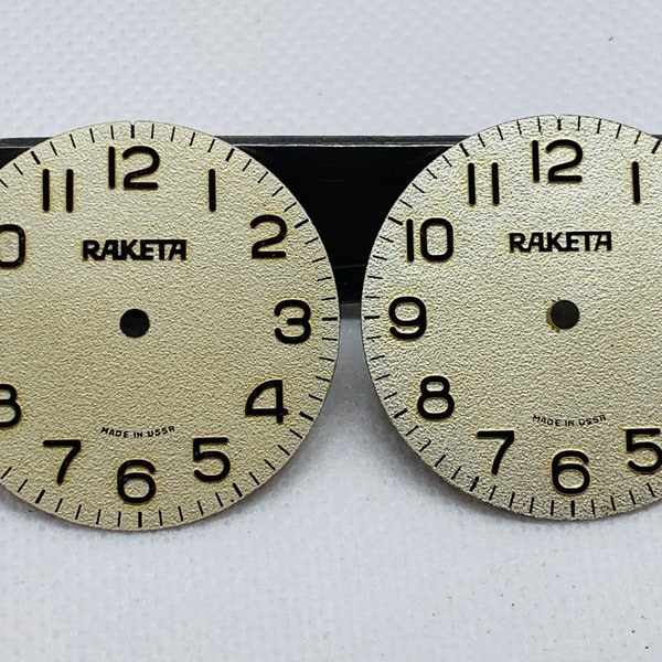 Zifferblatt RAKETA 33,3 mm (1,31 Zoll) 2 Stück in einem Los Petrodvorets Uhrenfabrik hergestellt in der UdSSR/Armbanduhr-Zifferblätter ROCKET/Zifferblatt
