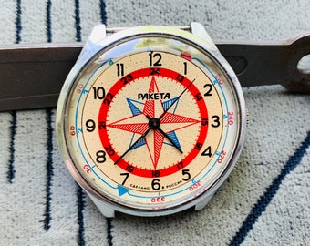 Collectible Watch RAKETA Compass Rose of Wind 2609 SU Petrodvorets/herenpolshorloge Rocket Windrose Navy Star gemaakt in de Sovjet-Unie/montre