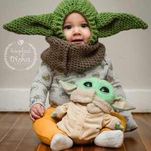 Baby Yoda Grogu Hood Crochet Pattern 6 Months to Adult Sizes image 7