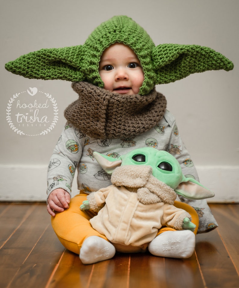 Baby Yoda Grogu Hood Crochet Pattern 6 Months to Adult Sizes image 7