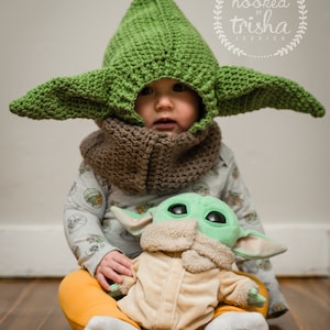 Baby Yoda Grogu Hood Crochet Pattern 6 Months to Adult Sizes image 8