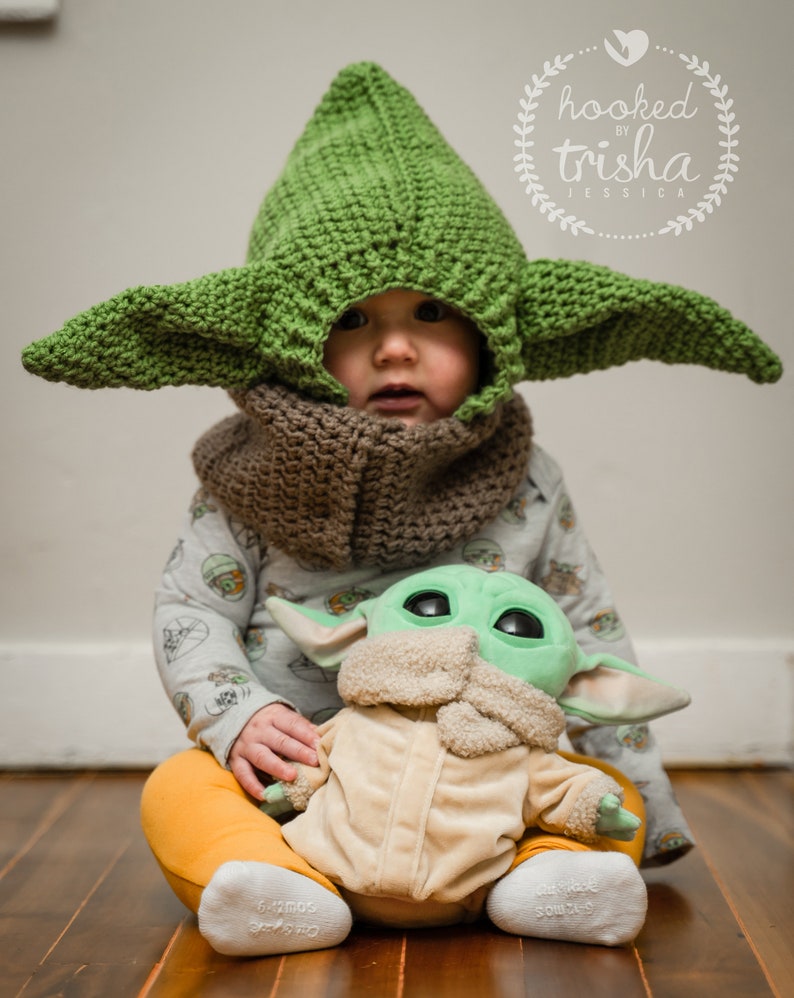 Baby Yoda Grogu Hood Crochet Pattern 6 Months to Adult Sizes image 8