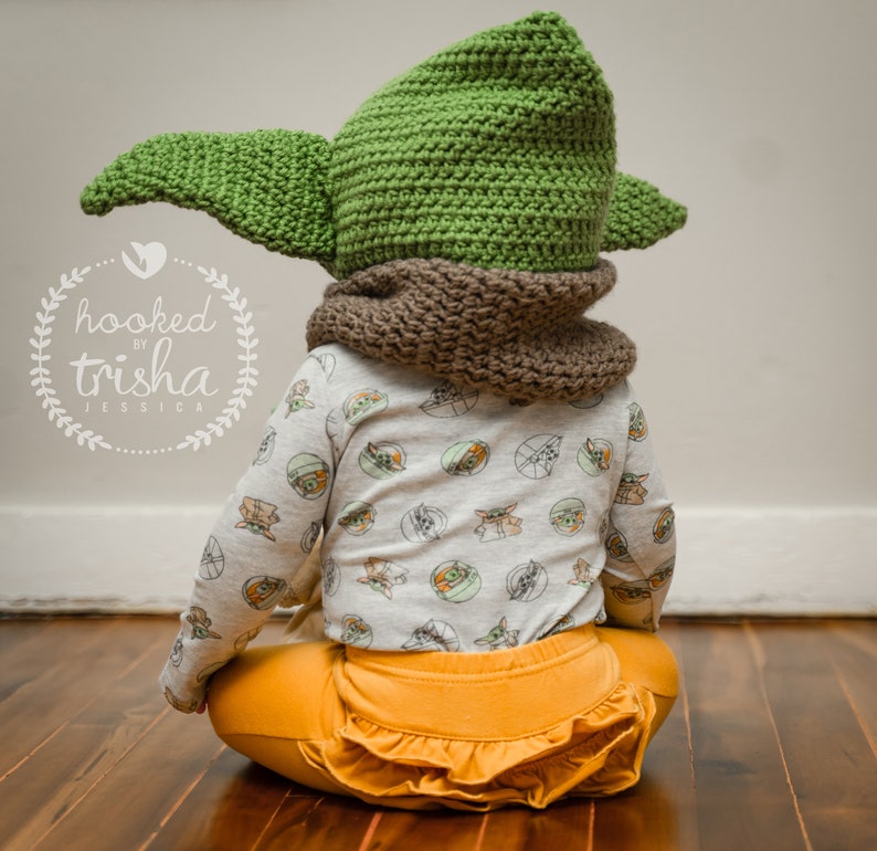 Baby Yoda Grogu Hood Crochet Pattern 6 Months to Adult Sizes image 4