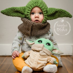 Baby Yoda Grogu Hood Crochet Pattern 6 Months to Adult Sizes image 2