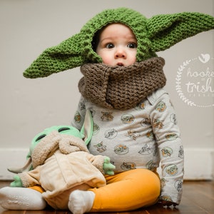 Baby Yoda Grogu Hood Crochet Pattern 6 Months to Adult Sizes image 6