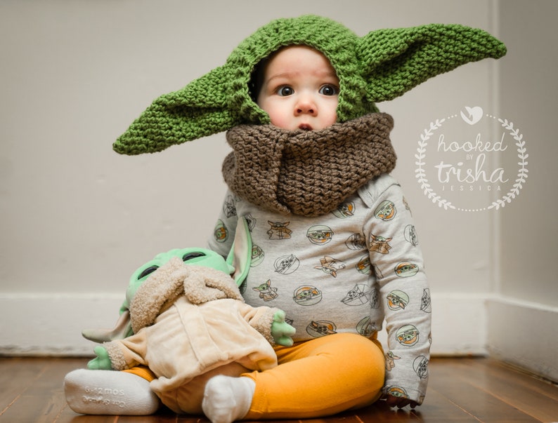 Baby Yoda Grogu Hood Crochet Pattern 6 Months to Adult Sizes image 6