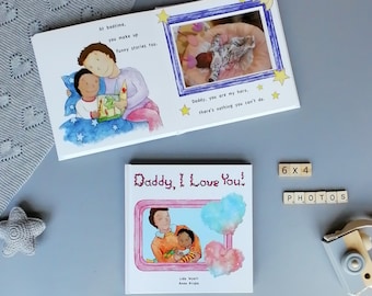 Personalized Daddy Book I LOVE YOU with Own Photos Keepsake Memory Book Album Father’s Day Birthday Gift from Child - V12