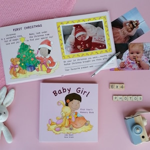 Babyboek | Babyboekje | Herinneringsboek voor het eerste jaar | Nieuwe aandenken babymeisje | Babygeheugenboek | Babyshower | V2