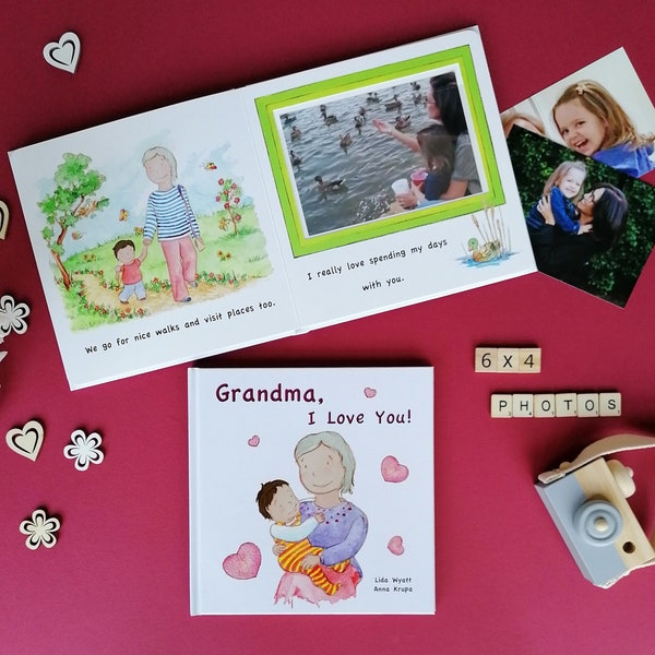 Greatest Grandma STORY BOOK ALBUM Nanny Nana Granny Personalized Mother's Day Gift from Grandchild Keepsake Memory Photo Book – V2