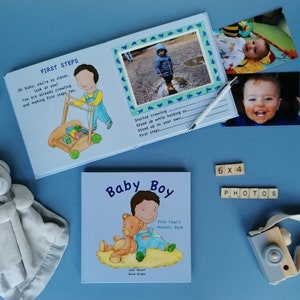 Babyboek | Babyboekje | Herinneringsboek voor het eerste jaar | Aandenken nieuwe babyjongen | Babygeheugenboek | Babyshower | V2