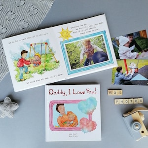 Personalized Daddy Book I LOVE YOU with own Photos Keepskae Memory Book Album Father's Day Birthday Gift from Child -V5