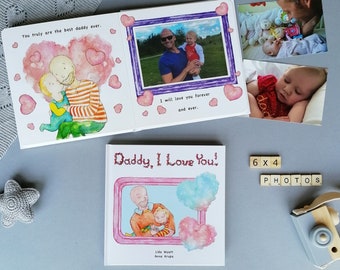 Personalized Daddy Book I LOVE YOU with Own Photos Keepsake Memory Book Album Father’s Day Birthday Gift from Child - V8