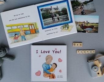 I Love You - Grandpa Keepsake STORY BOOK ALBUM Grandfather Grandad Christmas Birthday Gift from Grandchild Custom Memory Book - V2