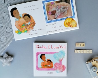 Personalized Daddy Book I LOVE YOU with Own Photos Keepsake Memory Book Album Father’s Day Birthday Gift from Child - V3