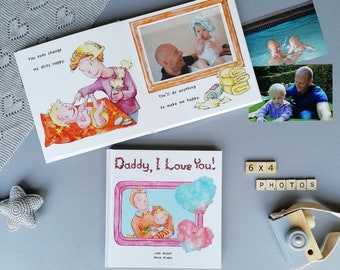 Personalized Daddy Book I LOVE YOU with own Photos Keepskae Memory Book Album Father's Day Birthday Gift from Child - V1