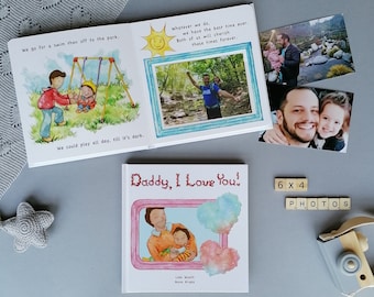 Personalized Daddy Book I LOVE YOU with Own Photos Keepsake Memory Book Album Father’s Day Birthday Gift from Child - V4