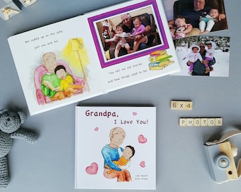 Grandpa Keepsake STORY BOOK ALBUM Grandfather Grandad Christmas Birthday Gift from Grandchild Custom Memory Book - V2