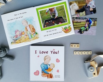 I Love You - Grandpa Keepsake STORY BOOK ALBUM Grandfather Grandad Christmas Birthday Gift from Grandchild Custom Memory Book - V1