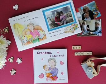 Greatest Grandma STORY BOOK ALBUM Nanny Nana Granny Personalized Mother's Day Gift from Grandchild Keepsake Memory Photo Book – V1