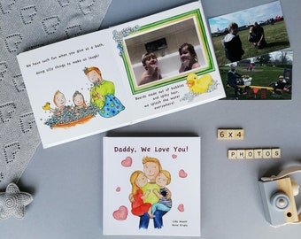 Personalized Story Book DADDY and CHILDREN Siblings Boy Girl Kids Memory Album with Own Photos Birthday Father Day Keepsake Dad - V1