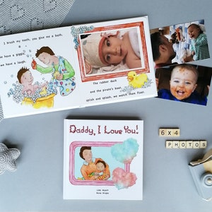 Personalized Daddy Book I LOVE YOU with own Photos Keepskae Memory Book Album Father's Day Birthday Gift from Child - V2