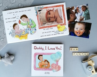 Personalisiertes Papa-Buch „ICH LIEBE DICH“ mit eigenen Fotos Keepskae Erinnerungsbuch-Album, Vatertag, Geburtstagsgeschenk vom Kind – V2