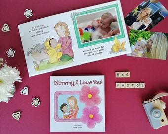 Mummy I Love You Illustrated Story Book with Own Photo Best Mum Mother Day Christmas Birthday Gift from Child Keepsake - Version 5