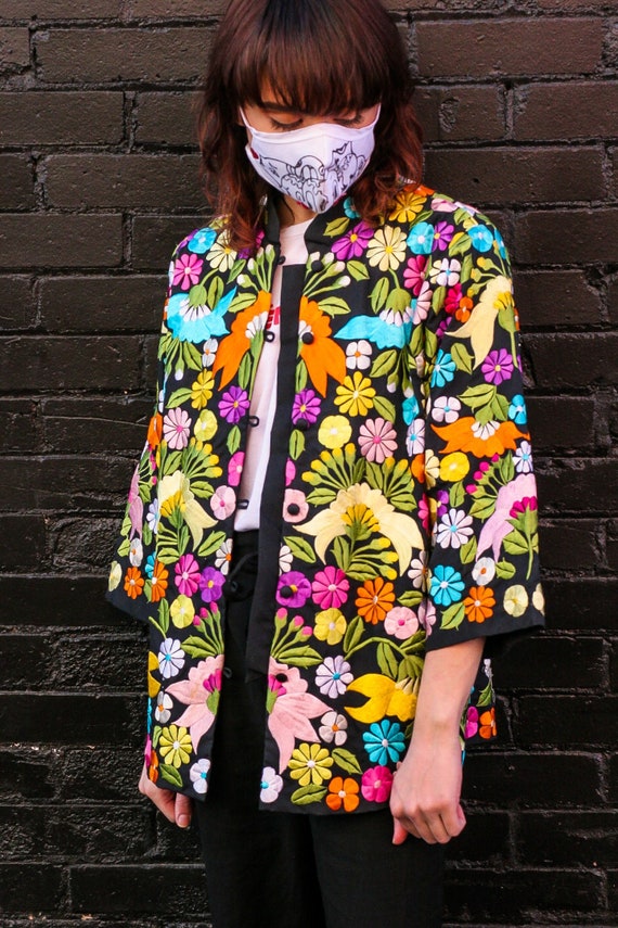 Vintage 1970s Over Jacket Floral Embroidered Beautiful Coat