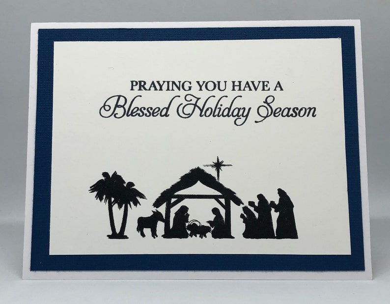 Religious Christmas card Nativity card Christian card Merry | Etsy