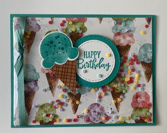 Ice cream birthday card, Shaker birthday card, Fun birthday cards, Kids ice cream birthday card, Card for girlfriend, Card for boyfriend