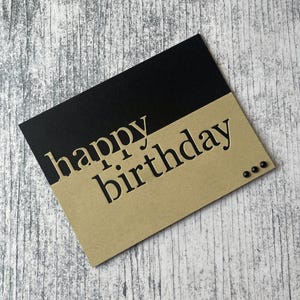 Brown Black Birthday Card, Simple Masculine Design, Happy Birthday Greeting